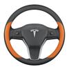 Tesla Model 3 & Y Steering Wheel Cover: Ultra-thin, Non-slip Genuine Leather, All-Season Use.