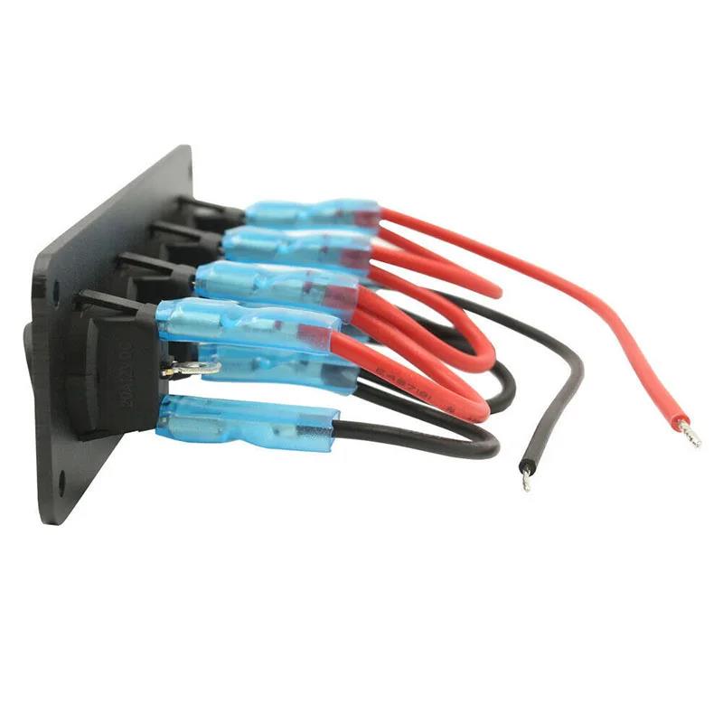 12V 1-4 Gang Universal Toggle Switch Panel USB Car Boat Marine RV Truck Blue LED Styling Accessories Marine Rocker Switch Relays 5