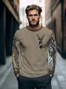 Men's Long-Sleeve T-Shirt - Deer Head and Antlers Pattern, Casual Crew Neck T-Shirt