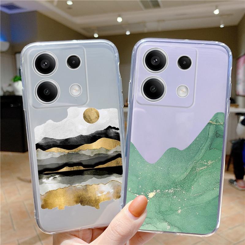 Marble Patterned Soft Silicone Clear Case For iPhone 11 12 13 14 15 Samsung A55 A54 A34 A15 S24 M35 Xiaomi Redmi Note 13 Pro Poco Shockproof Cover