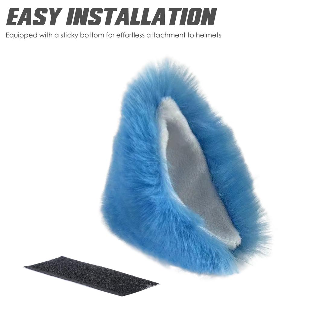 2Pcs Motorcycle Helmet Cat Ears, Cute Accessories for Snowboarding, Skiing and Biking Blue