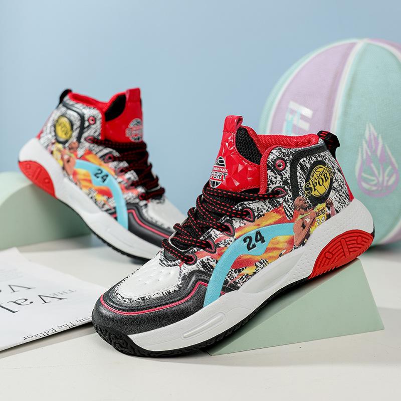 Jinjiang Leather Model Autumn and Winter Children's Basketball Shoes Student Boys Student Training Sports Shoes Factory Can