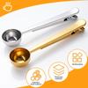 2-in-1 Stainless Steel Coffee Measuring Coffee Scoop Multifunctional Food Sealing Clip Tea Milk Powder Scoop Coffee Accessories