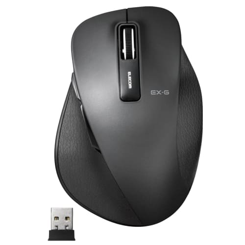 Bezdrátová myš ELECOM (Přijímač v ceně) Velikost L 5 knoflíků (Vybaveno tlačítky zpět a vpřed) Tichý BlueLED Grip Master Black M-XGL10DBSBK
