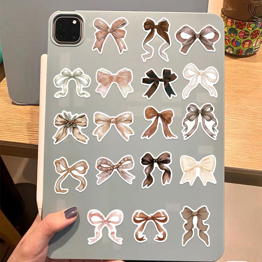 50 szt. Naklejki z kokardkami Brązowe dziewczynki Notatnik Artykuły papiernicze Telefon komórkowy Bagaż Kubek Naklejki dekoracyjne