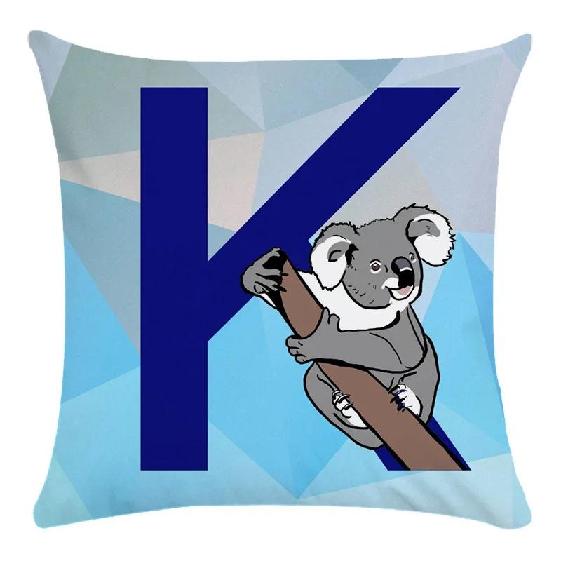 Animal Print Pillowcase Cushion Cover Super Soft Peach Skin  Fashion Blue Letter