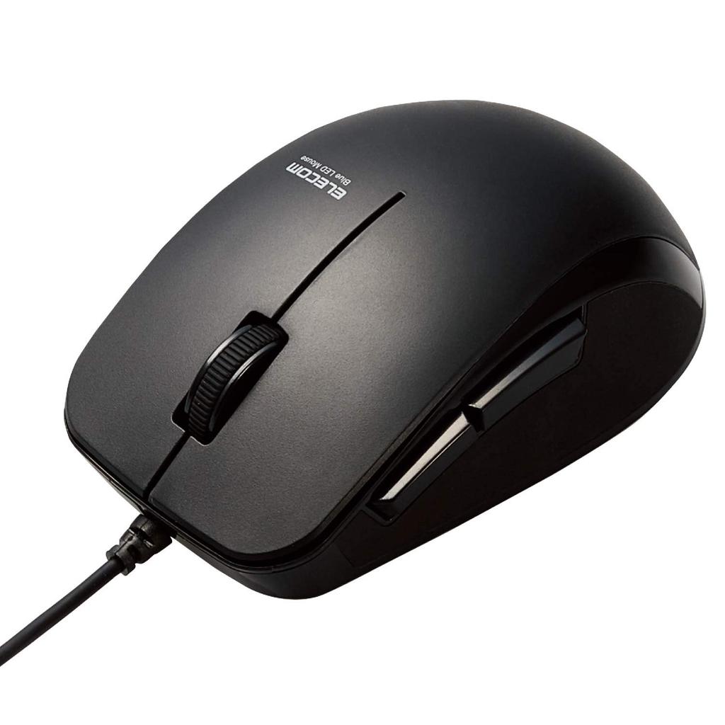 ELECOM Mouse Wired 5 Button Rubber Grip Quiet Antibacterial Black M-BL28UBSKBK