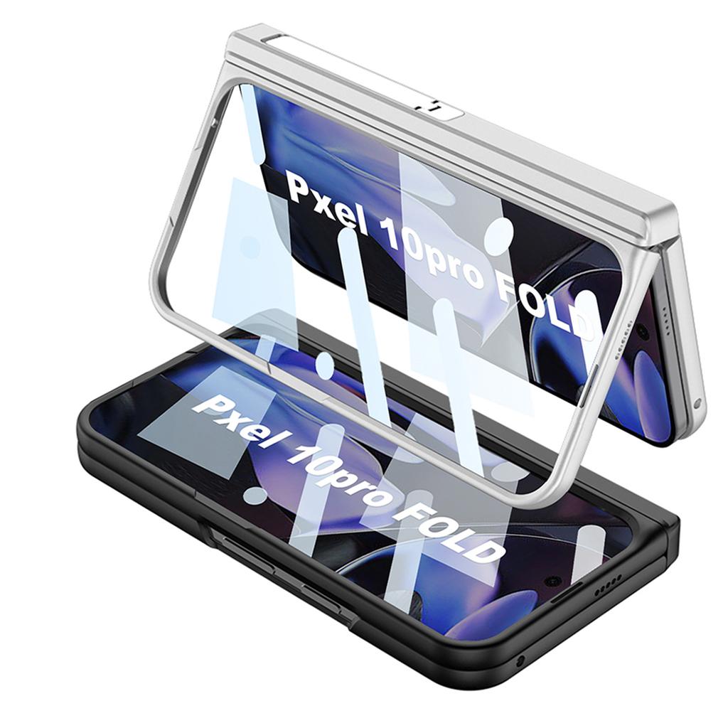 GKK For Google Pixel 10 Pro Fold Case with Card Holder/Kickstand/Magnetic Hinge Protection PC+Tempered Glass Phone Shell