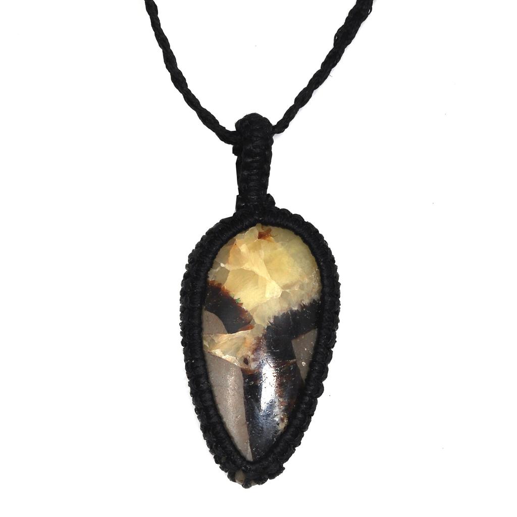 Septarian Jasper Macrame Thread Gemstone Handmade Jewelry 20-36''Ad Necklace