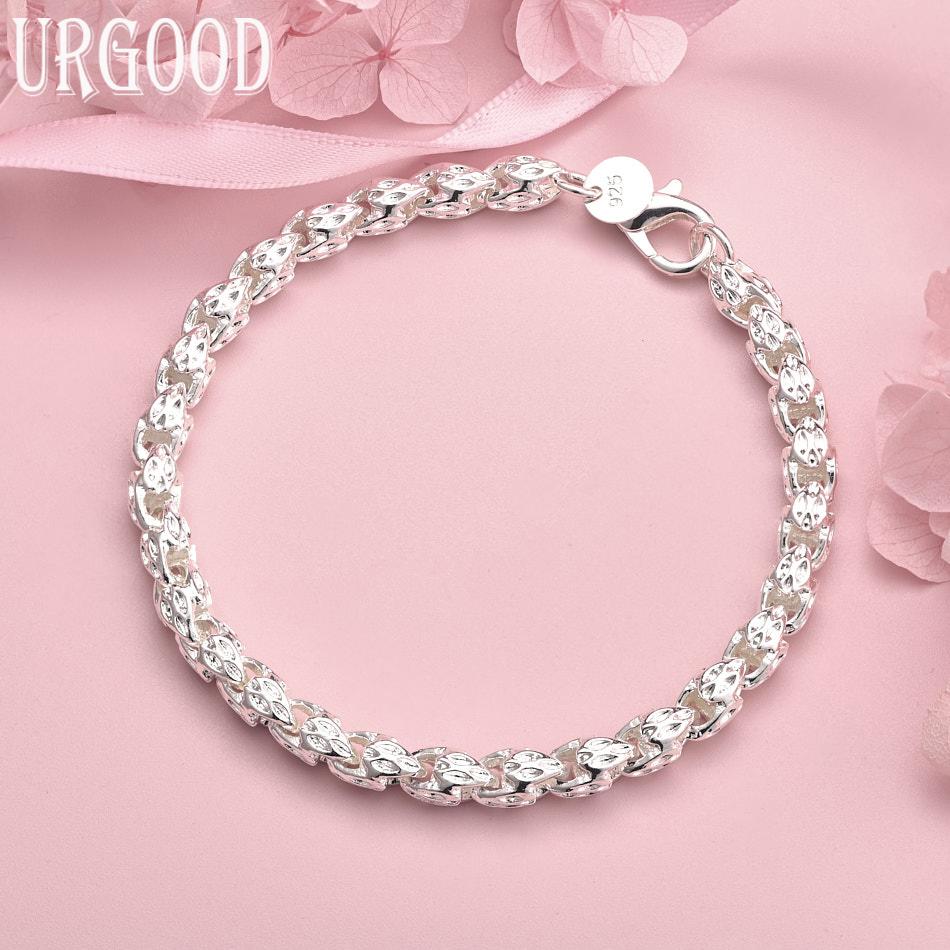 

925 Sterling Silver Bracelet Men And Women Fashion Wedding Jewelry 20cm