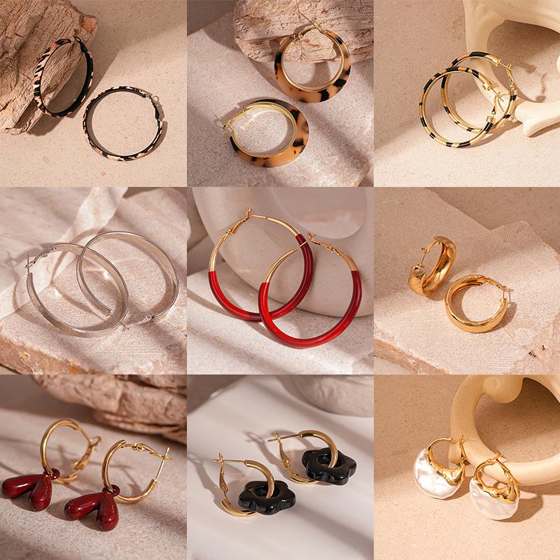 Stylish Leopard Print Geometric Silver Earrings: High-End Autumn/Winter Fashion for Women