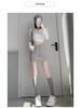 Women's Gray High-Waisted A-Line Sports Skirt and Shorts Combo for Spring/Summer 2025