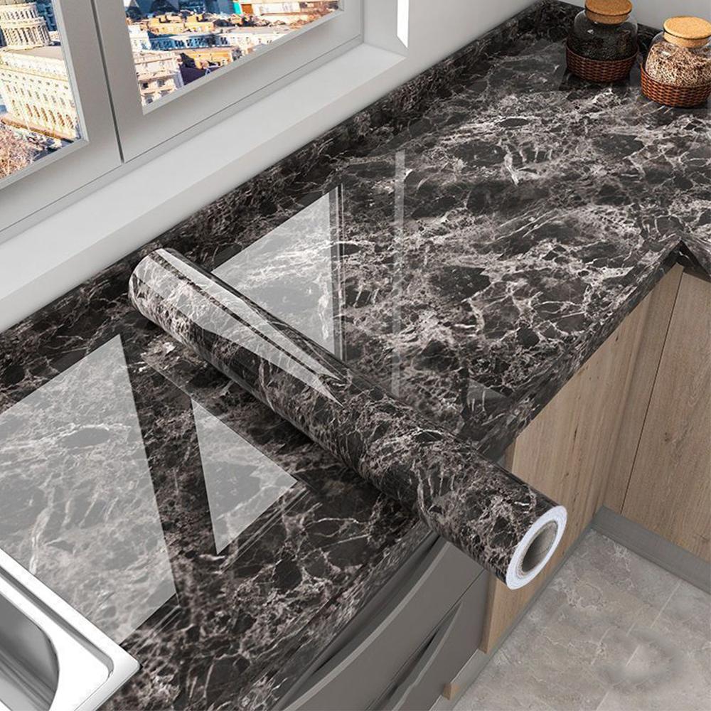 40cm Marble Self Adhesive Wallpaper Vinyl Contact Paper PVC Waterproof Wall Stickers For Kitchen Decorative Film Home Decor