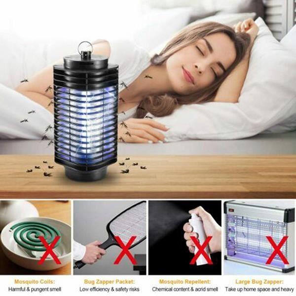 Lampe Anti-Moustiques - ROKOO - 3W - Attire par lumière UV - Efficace jusqu'à 20m² - Sûre pour enfants