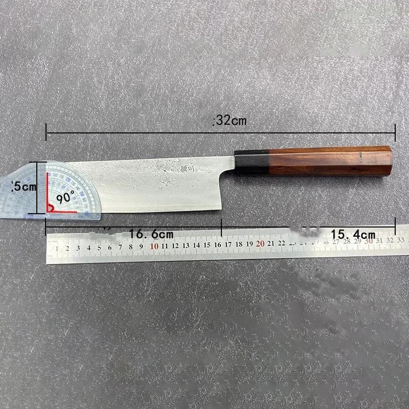 6.5 Inch Nakiri Knife Stainless Silver Steel No. 3 Blade Wood Handle Chef Cleaver Meat Slicing Vegetables Japanese Kitchen Knife