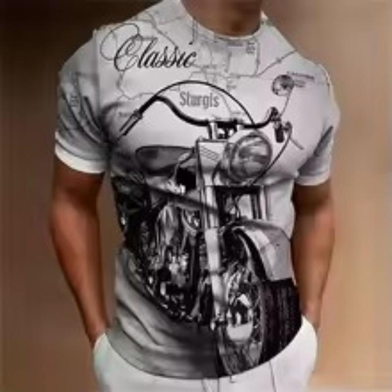Men's Retro Motorcycle T-Shirt Riding Suit 3D Printing