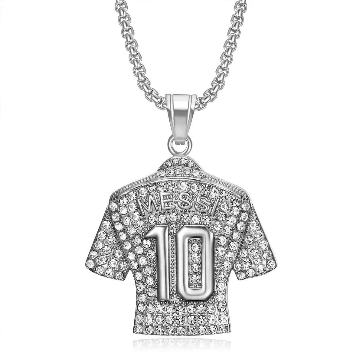 

Commemorate Messi No.10 Jersey Pendant Necklace for Football Fans -Classic Stainless Steel Jersey Necklace,Sports Couple Jewelry 60cm