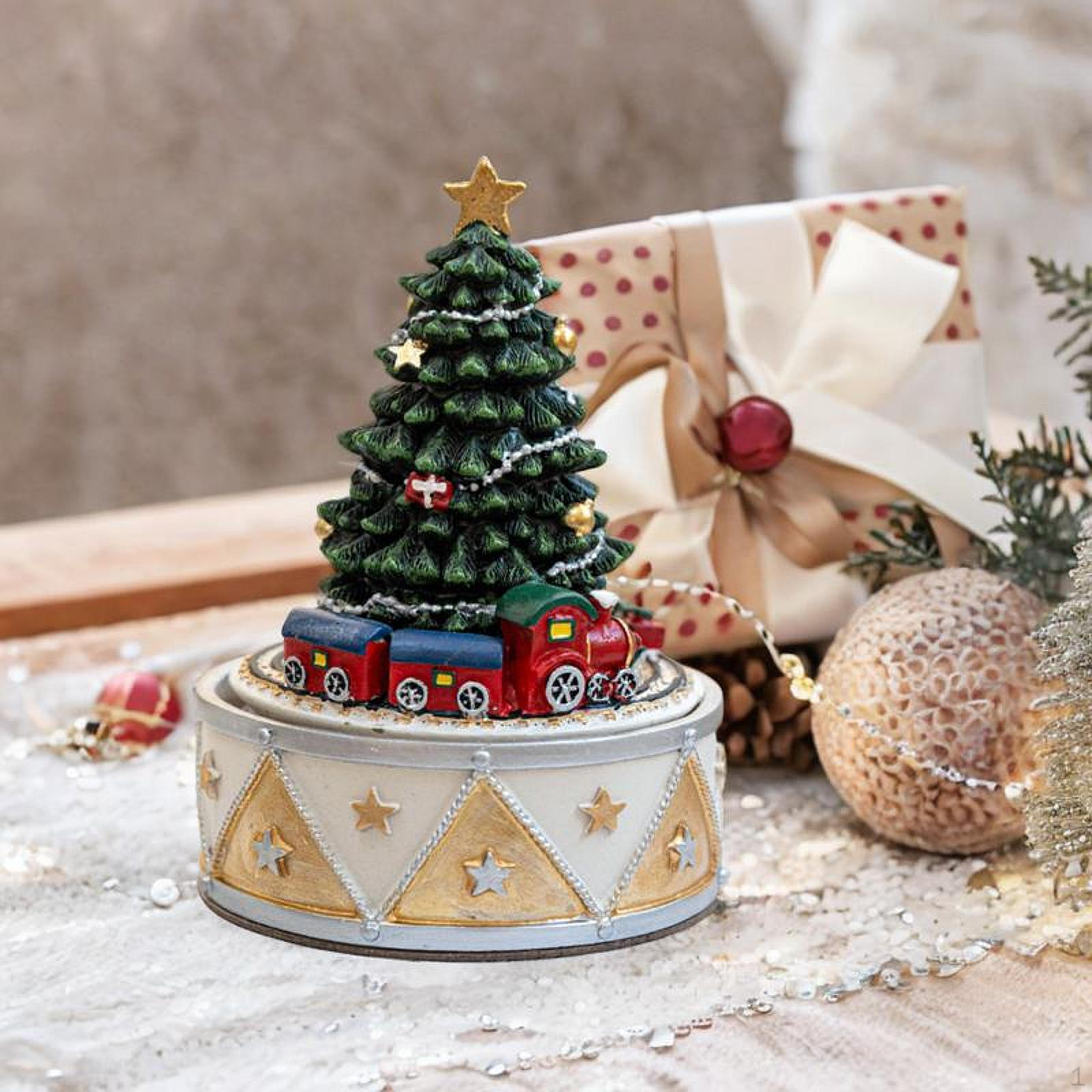 Рождественская музыкальная шкатулка, музыкальная фигурка, рождественская настольная вращающаяся фигурка из смолы для офиса Train 10.5x10.5x15cm