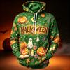 Men's Casual Hooded Long Sleeve Top with Halloween Print for Holiday Events