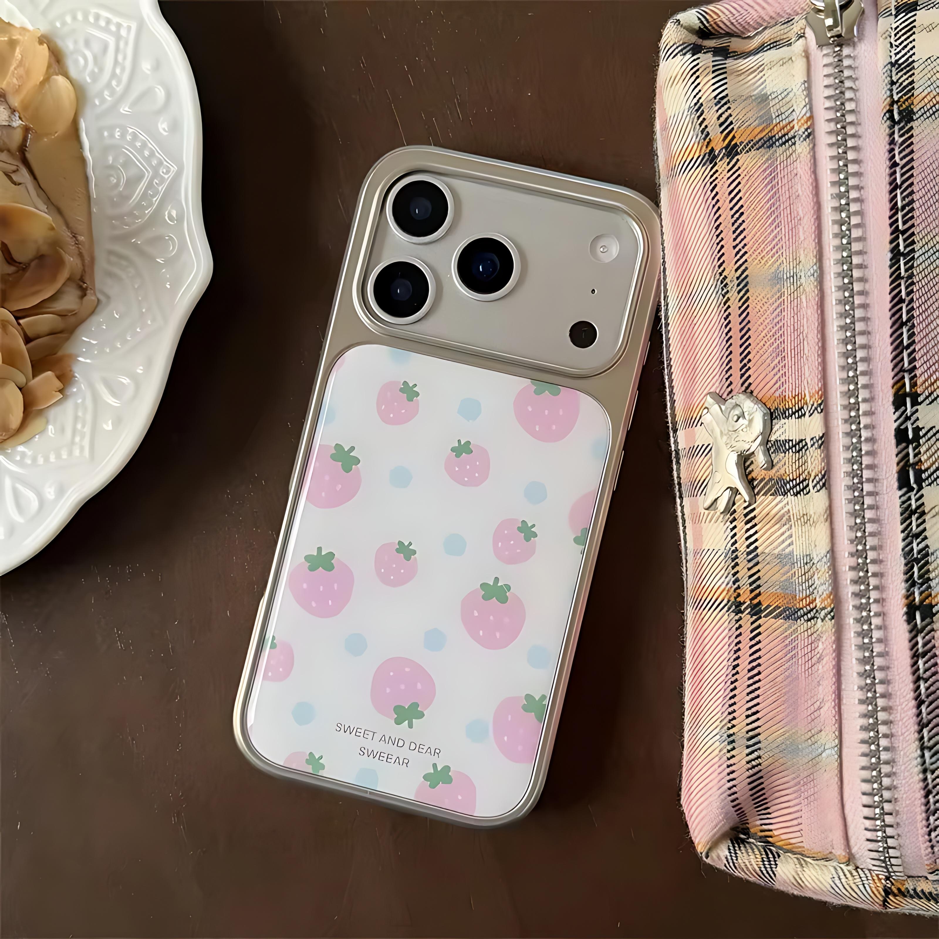 

Full Screen Pink Strawberries Phone Case for iPhone 17 16e 16 15 14 13 12 11 Air Pro Max X XR 8 7 Plus Luxury Clear Soft Cover iPhone 11