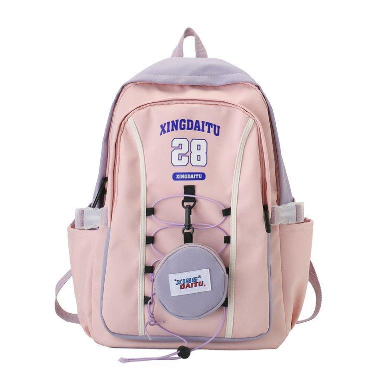 

High-value schoolbag female ins forest system versatile junior high and high school students large capacity niche unpopular college backpack men s tre Single pack рожевий