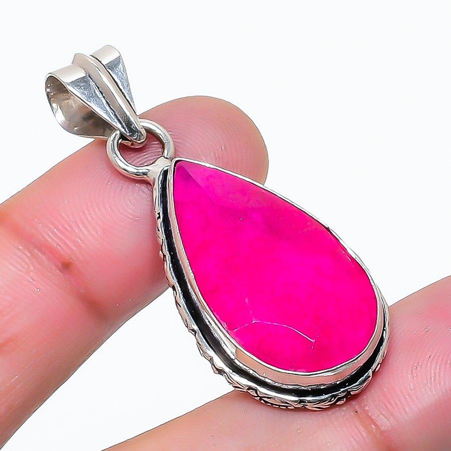Natural Ruby(Simulated) Gemstone 925 Sterling Silver Jewelry Pendant 1.65  AP-15307