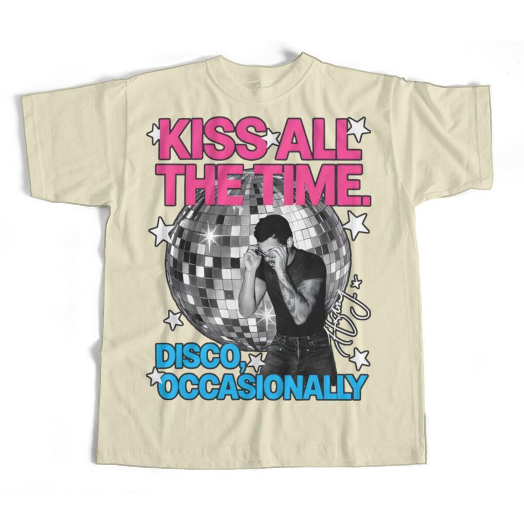 Harry Styles Kiss All The Time Disco Occasionally 2026 Summer Unisex T Shirt Casual Cotton Short Sleeve Graphic Tee Vintage T