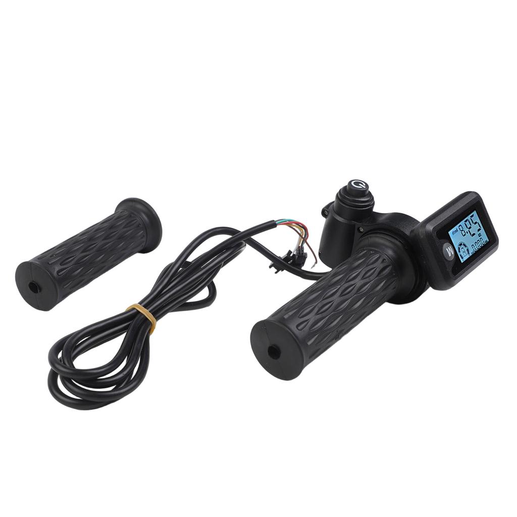 Acelerador de Manillar para Bicicleta Eléctrica con Pantalla LCD para Velocidad y Voltaje Longitud del Cable 170cm Se Adapta a Sistemas de 36/48/60/72V Incluye Par