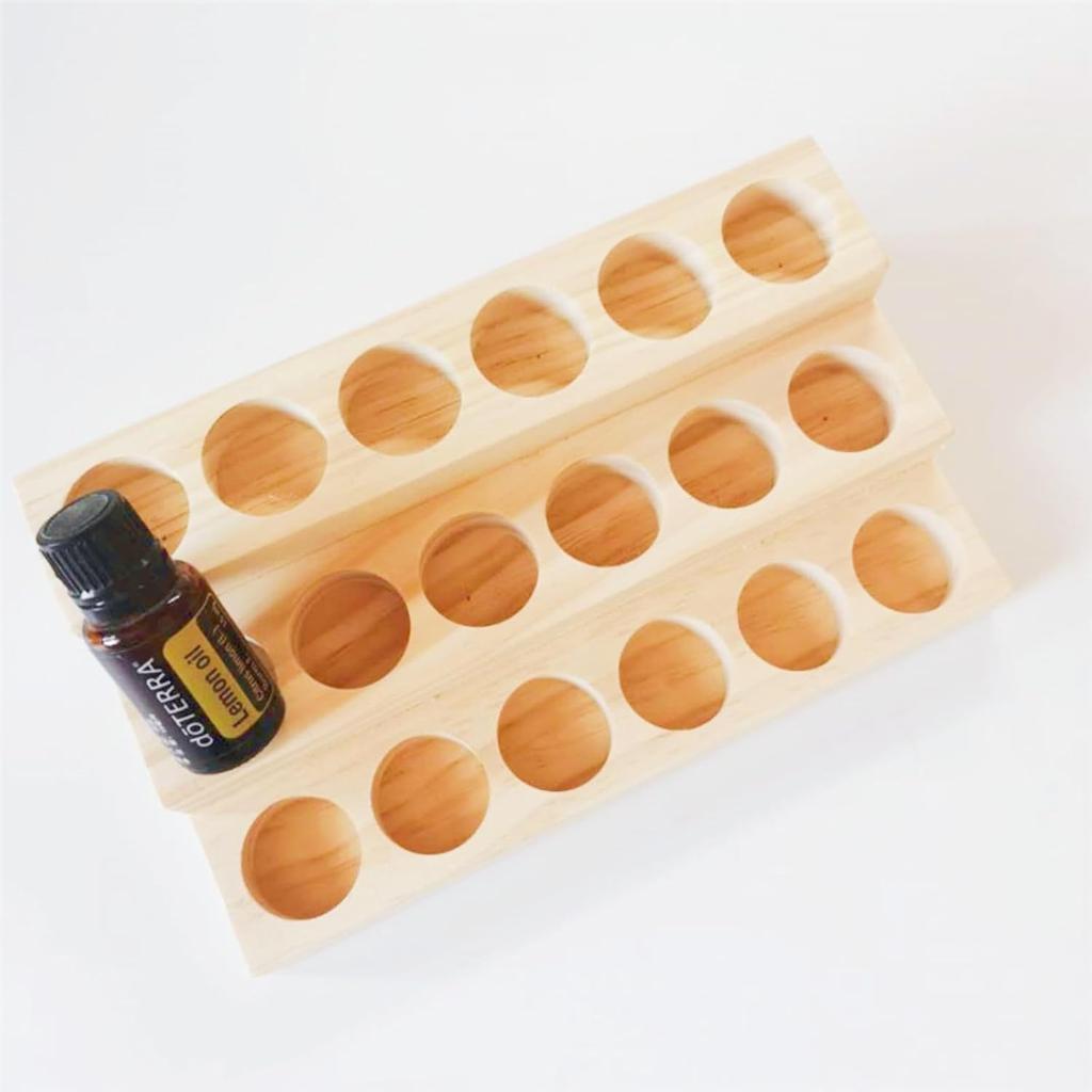 3 Tier Wooden Essential Oil Organizer Display Stand Tabletop Storage Rack for 5-20ml Bottles Perfumes and Nail Polish Compact Shelf