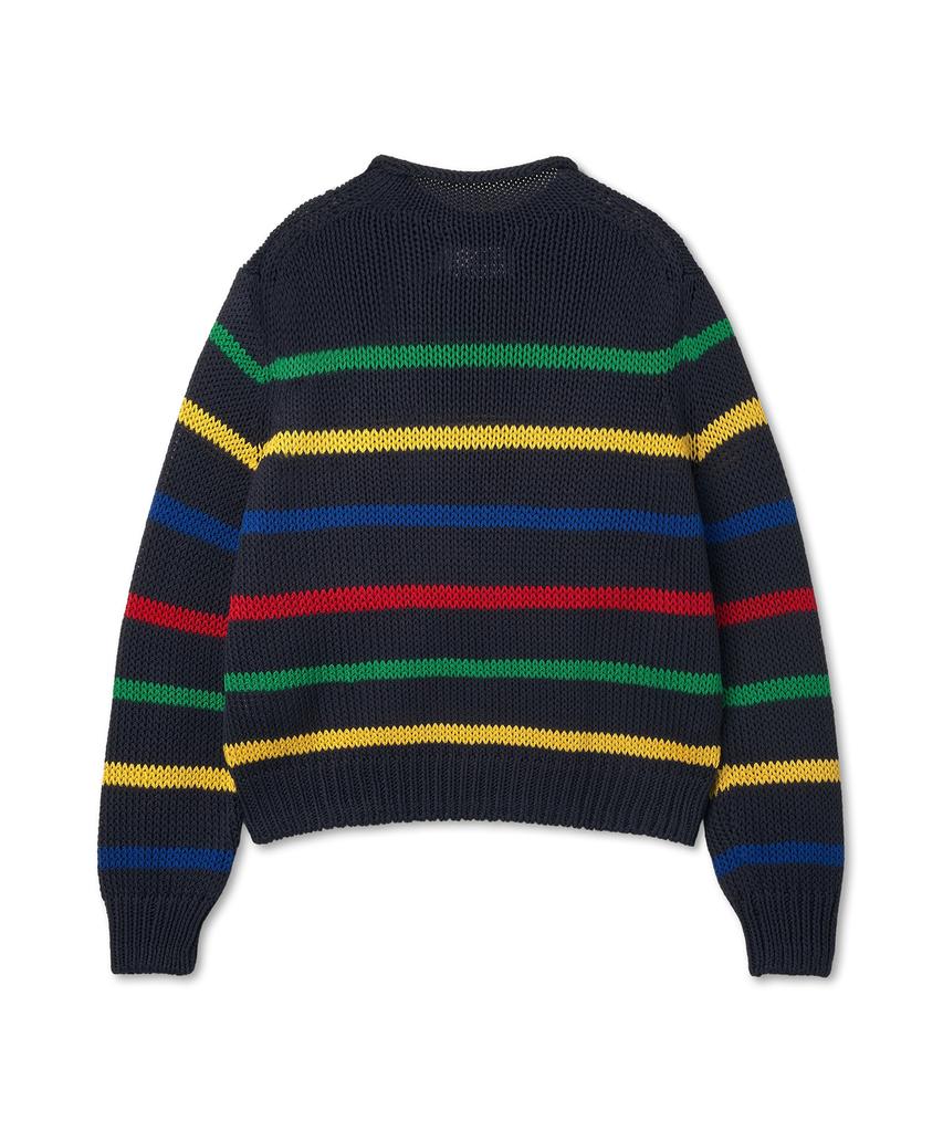 POLO RALPH LAUREN W Striped Cotton Sweater - Navy