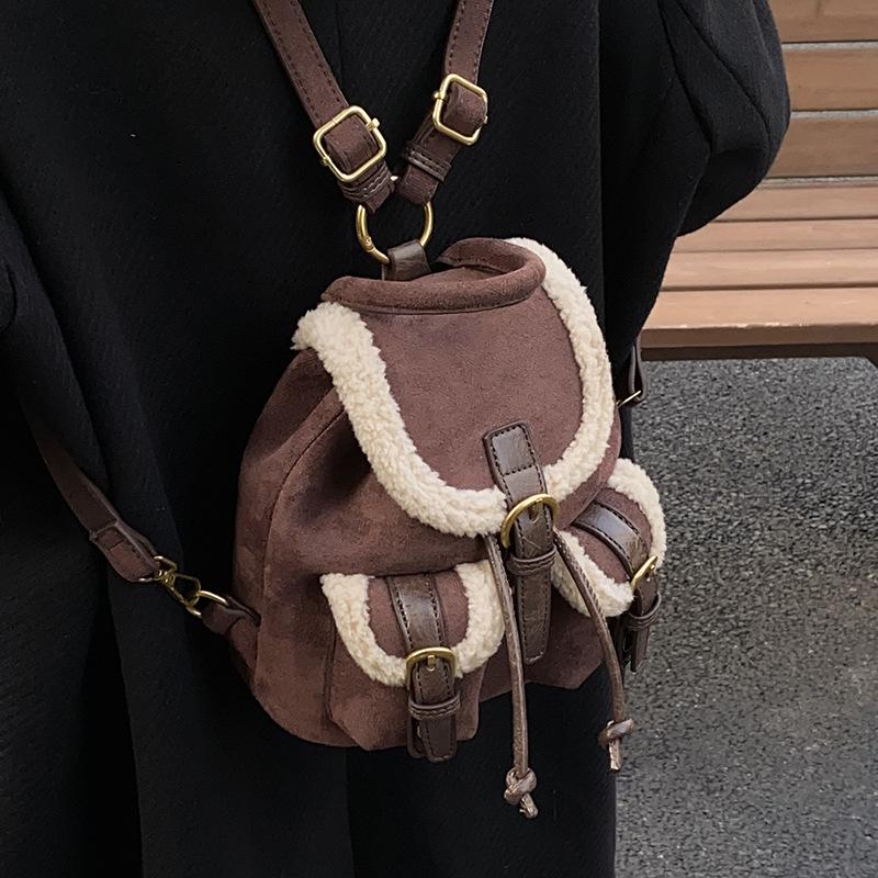 Autumn and Winter Retro Niche Multi-pocket Backpack Maillard Trend Explosion Commuter Fashionable Portable Tote Bag Women