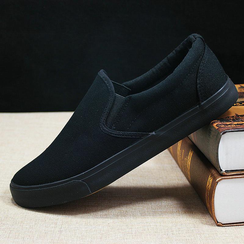 New Canvas Shoes Men's Shoes All Black Casual Solid Color  De Hombre Mens Loafers Chunky Sneakers Mens Casual Shoes Gvf