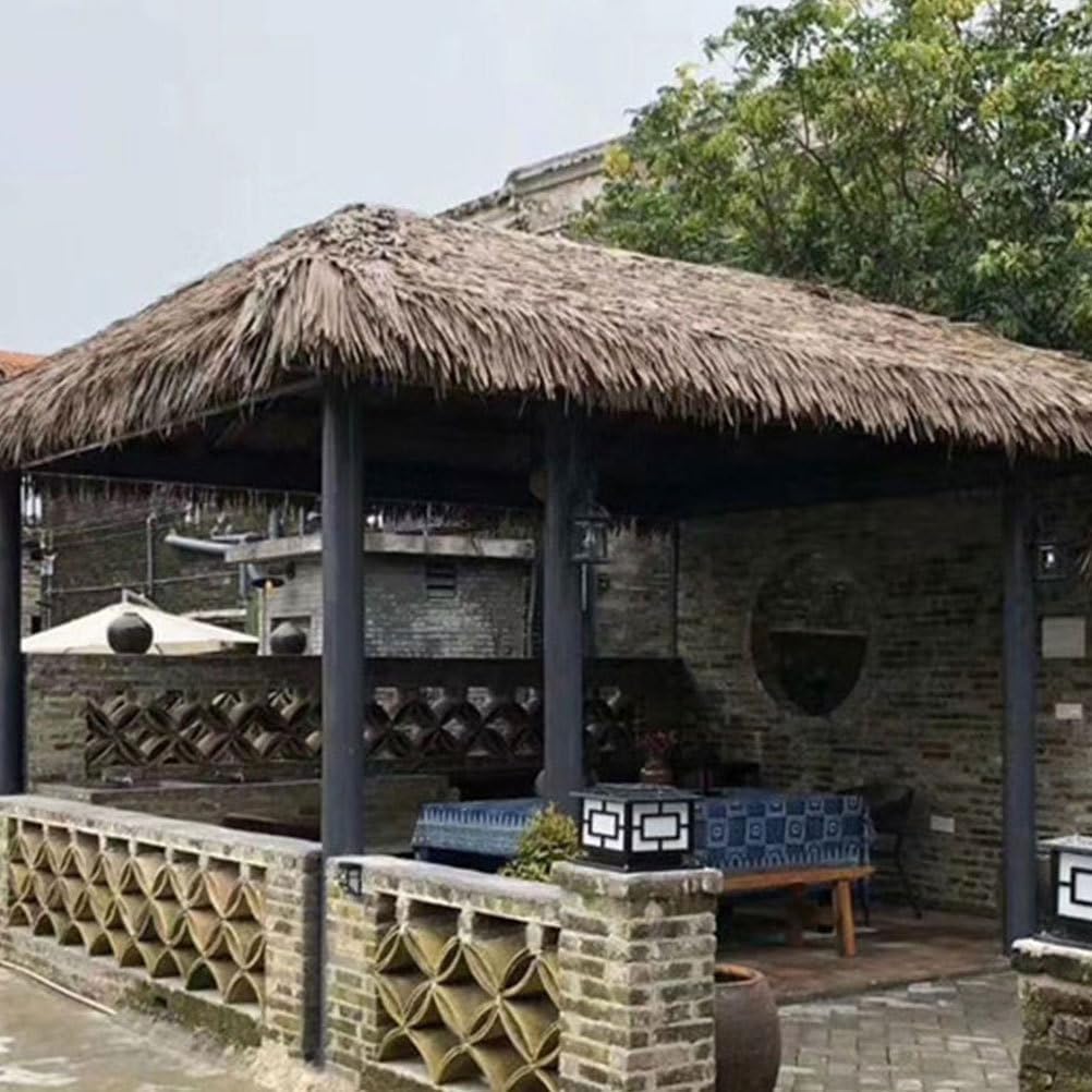 2Pcs Simulated Thatch Straw Roof for Garden Decor Artificial Thatch Roofing for Simulation Thatch for Tiki Bar Patio and Fence Decoration