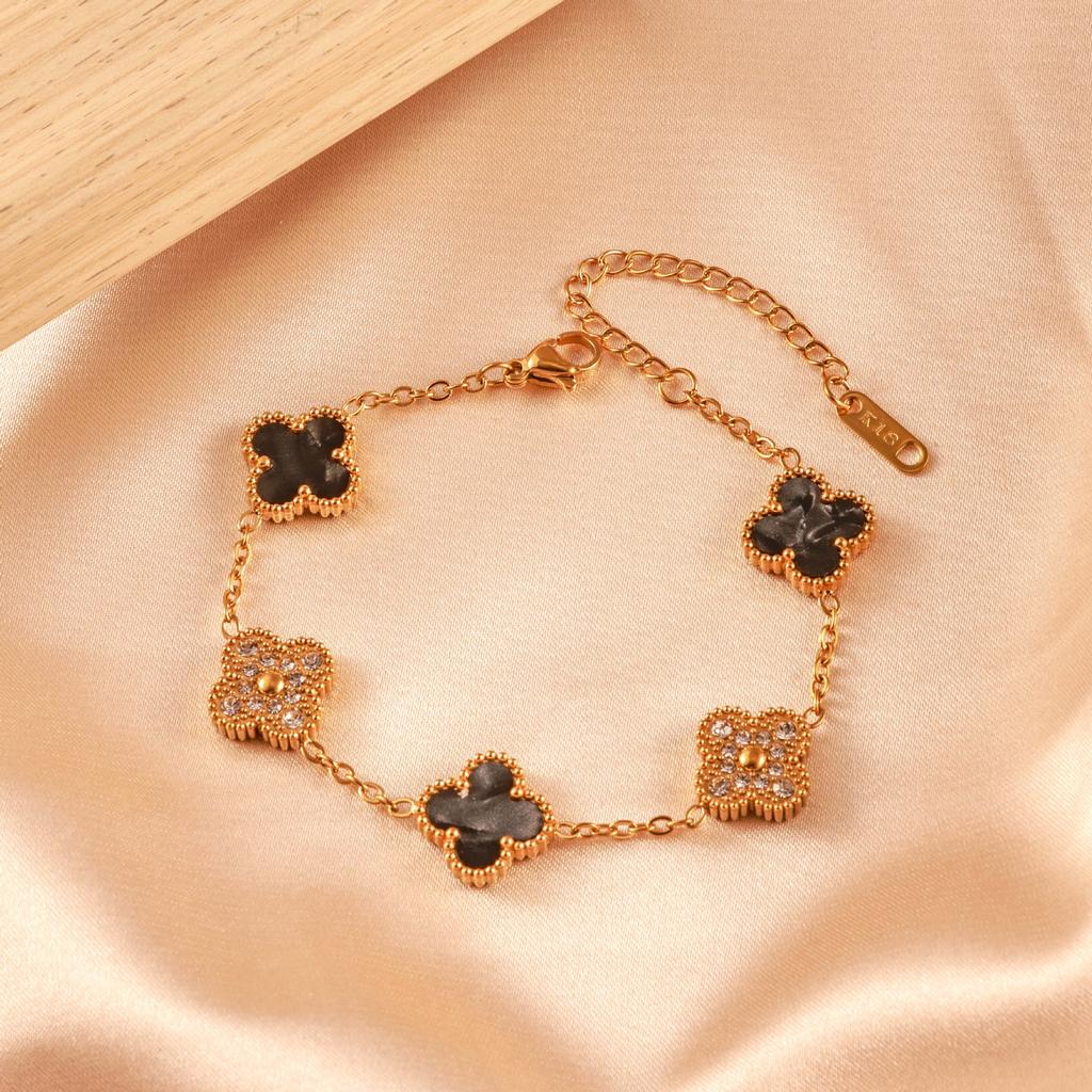 Four-leaf Clover Bracelet - Women's Luxury 18k Gold Plated Sparkling Bracelet