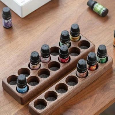 Heavy-Duty Essential Oil Bottle Rack 6 or 12-Slot Natural Wood Perfumes Stand Multi-Purpose Large Capacity Desktop Display Rack