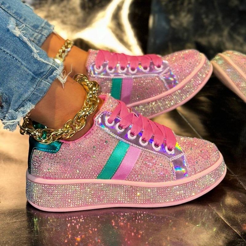 Fashion Women Sneakers 2025 New Sparkles Luxury Platform Designer Shoes for Woman Trainers Rhinestone Fashion Casual Sneakers Women