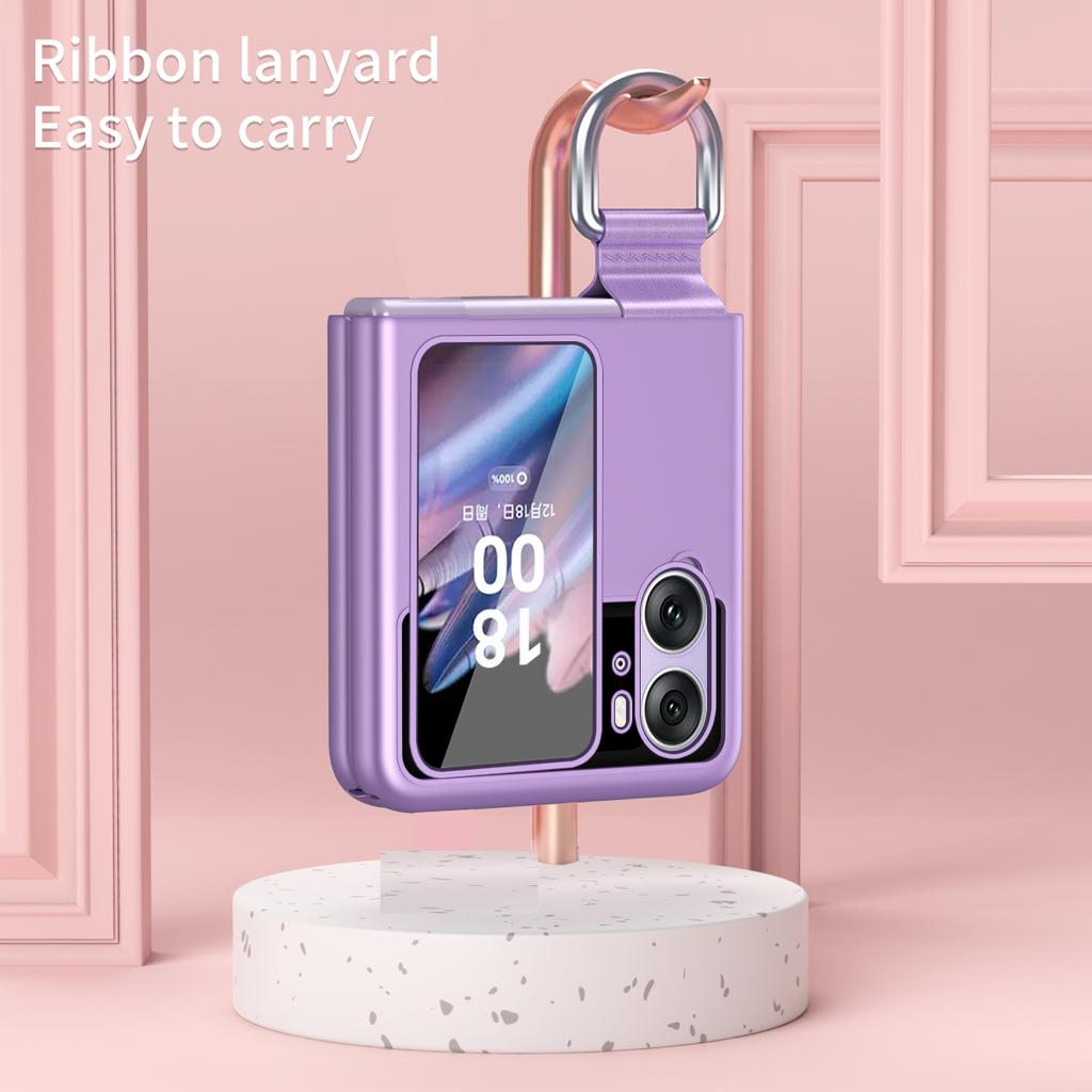 Für Oppo Find N2 Flip 5G Ribbon Metallringhalter Anti-Fingerabdruck Hartes PC Handyhülle Abdeckung