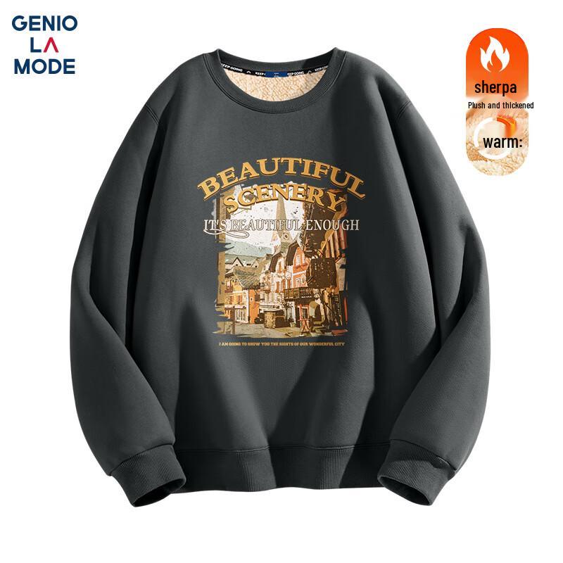 GENIOLAMODE Men's Heavyweight Fleece Lined Printed Sweatshirt