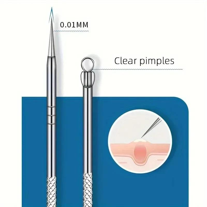 8PCS Acne Needle Cell Clip Blackhead Removal Tool Stainless Steel Acne Beauty Acne Needle Extraction