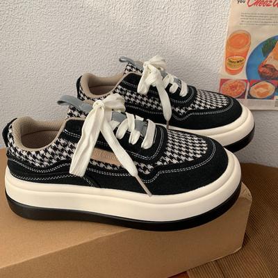 2024 New INS Trendy Thick Sole Heightened Cute Round Head Ugly Cute Japanese Versatile Casual Canvas Shoes