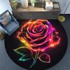 Rainbow Rose Round Area Rug,Carpet Rug for Living Room Bedroom Sofa Playroom Decor,Non-slip Floor Mat