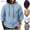 Men S Linen Cotton Blend Hooded Sweatshirt Loose Fit Casual Autumn Top
