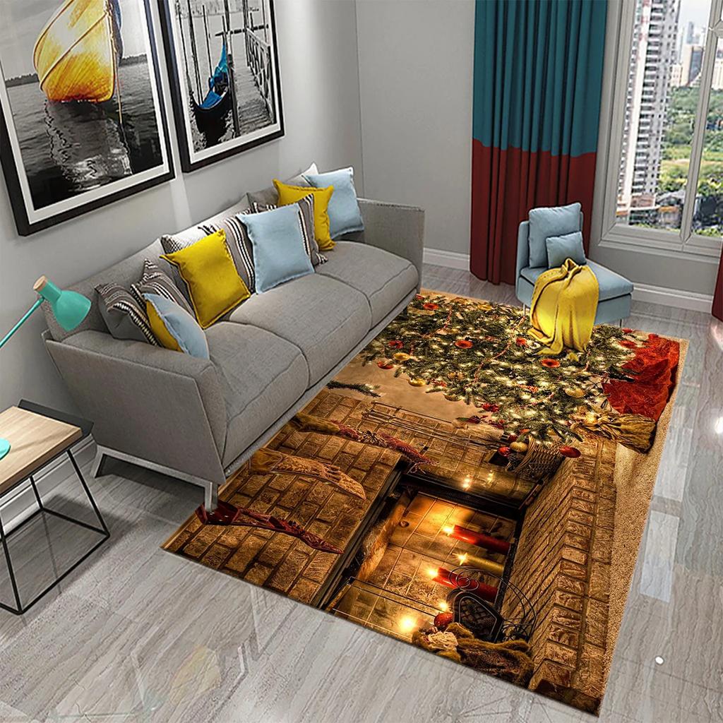 Christmas Ornament Theme Christmas Bell Carpet Living Room Bedroom Bathroom Large Area Decoration Mat Non Slip Festival Carpet