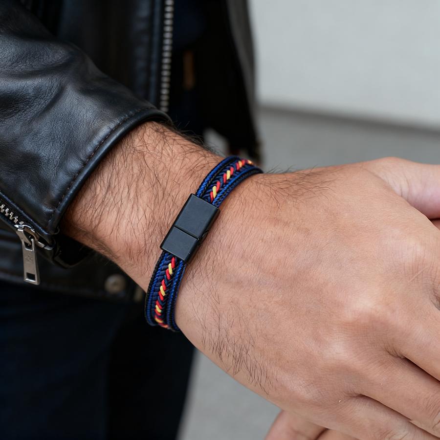 Noter Street Fashion Men Bracelet Ethnic Cord Chain Charm Braslet Steel Wire Bangle Hiphop Rock Sports Sweat Absorbent Brazalete