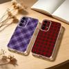 Cool P-Purple P-Plaid Pattern Phone Case For Samsung S25,24,21,22,23,30,Ultra,20,Plus,Fe,Lite,Note Transparent Cover
