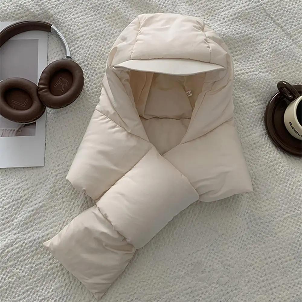 Down Hat And Scarf For Women Hooded Scarf For Women Windproof Thick Integrated Ear Protection Winter Hood Neck Warmer For Cold