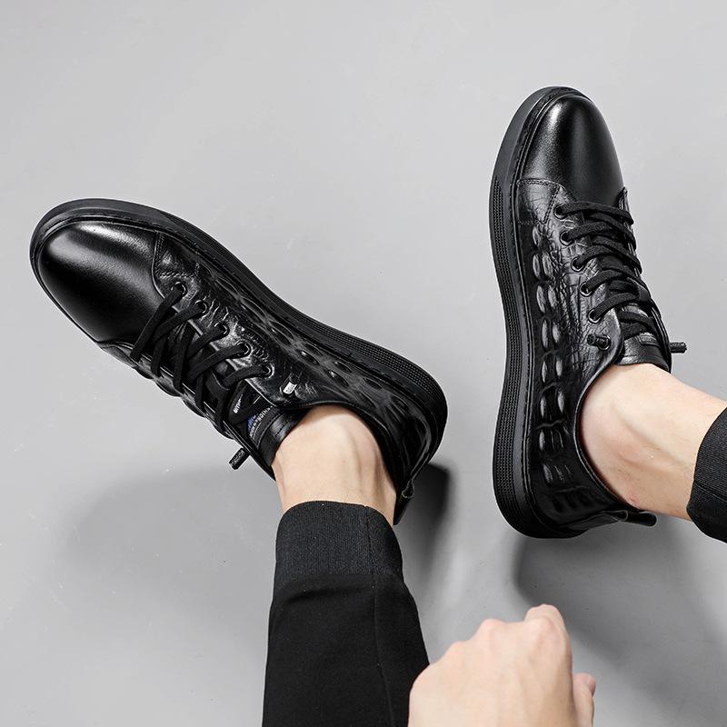 Pantofi noi la modă pentru bărbați Pantofi pentru skateboard din piele naturală pentru bărbați, cu model de crocodil, pantofi ocazionali de jos pentru bărbați