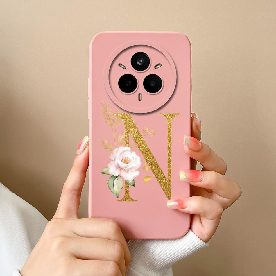 For Realme 14 Pro Plus Case Simple Letters Cover Soft Premium Liquid Silicone Funda Anti Drop Full Protection Phone Back Housing
