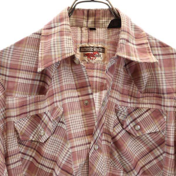 Youngbloods Authentic Western 80s vintage check Long sleeve Western shirt Men's Used