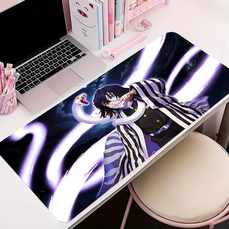 Mouse Pad Office PC Accessories Keyboard Mat Anime Pattern Antislip Rubber Mousepad Gamer Ddemon Slayer Obanai Iguro Desk Mat